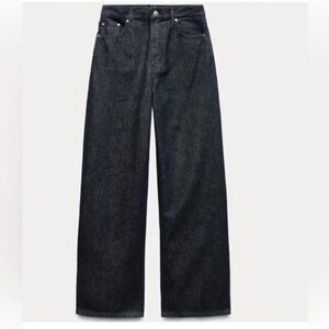 ZARA MID RISE LOOSE FIT WIDE LEG JEANS